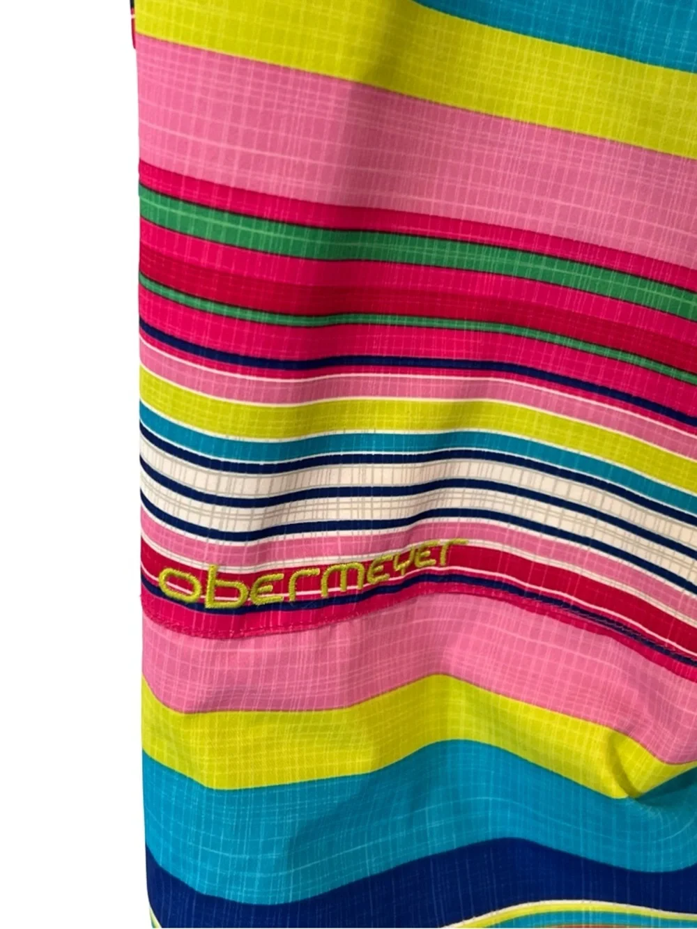 Obermeyer Snowverall I-Grow Girls Size 8 Bright Pink Multi-Stripe‎ Snow Bibb